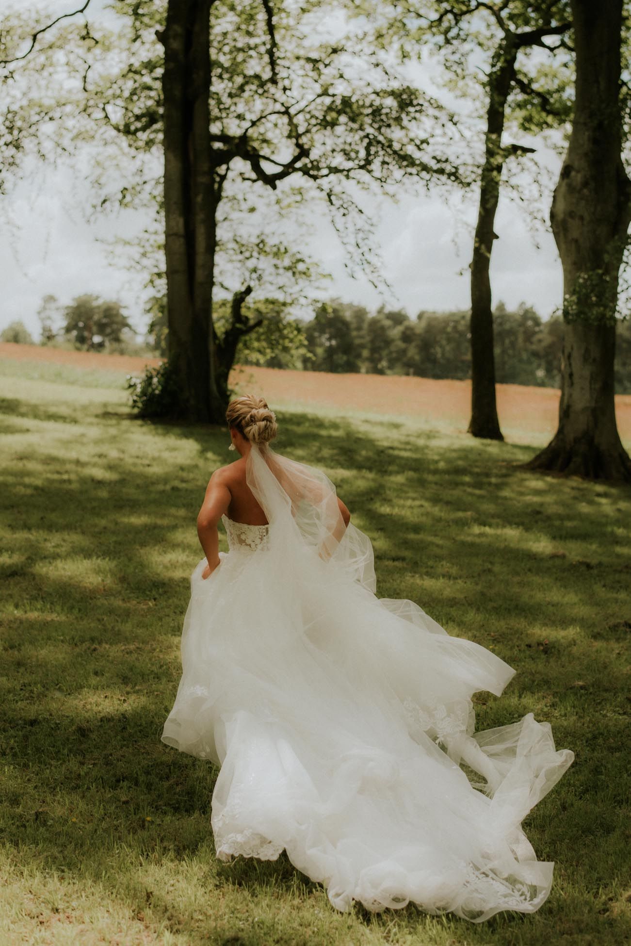 bride running away at enterkine house hotel 